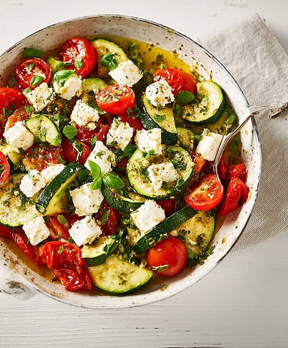 Tomaten Zucchini Pfanne mit Feta