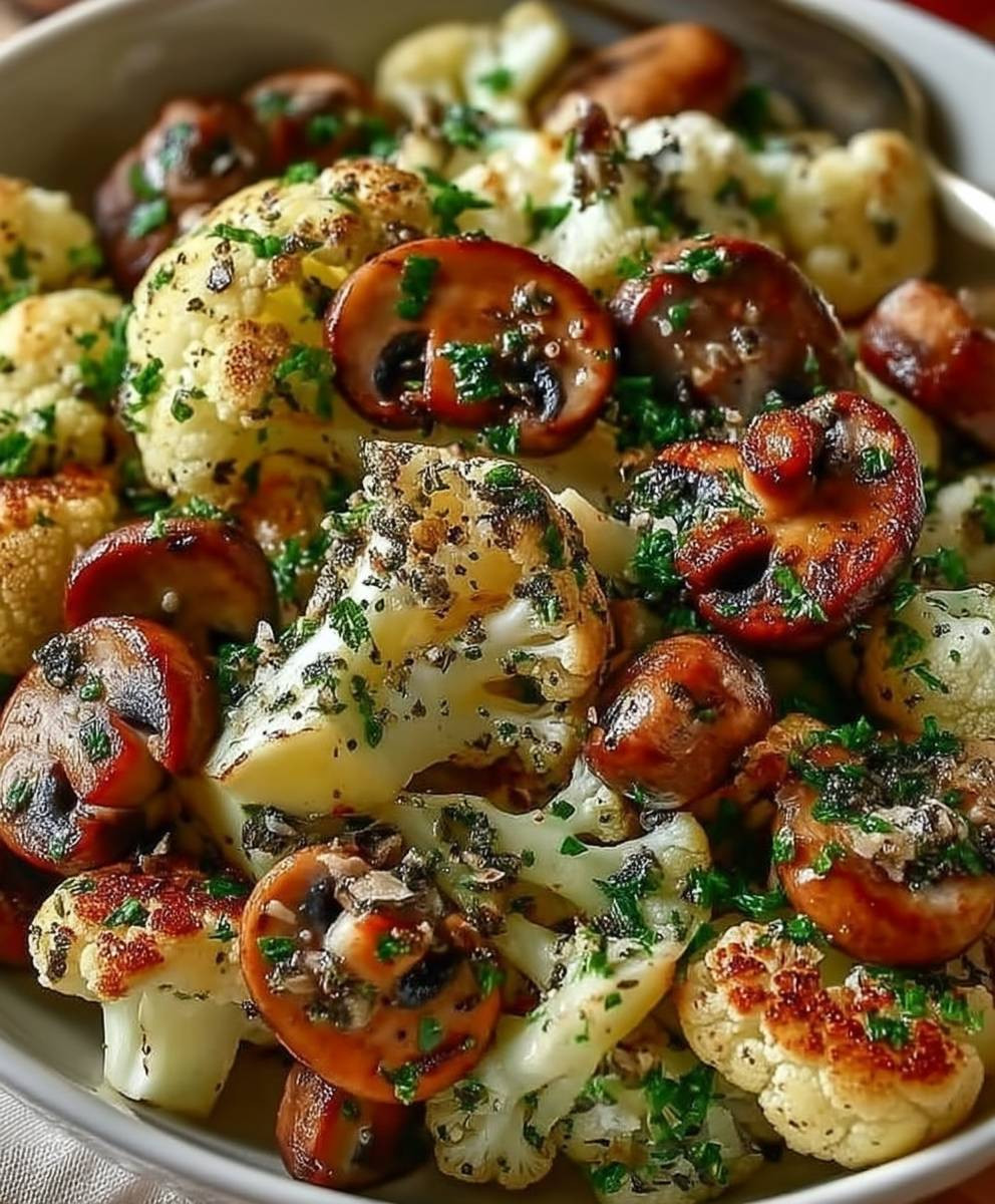 Blumenkohl Champignon Pfanne Knoblauch