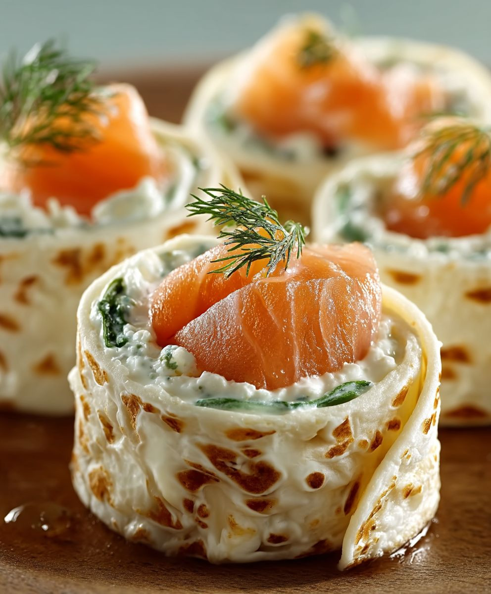 Räucherlachs Röllchen Frischkäse