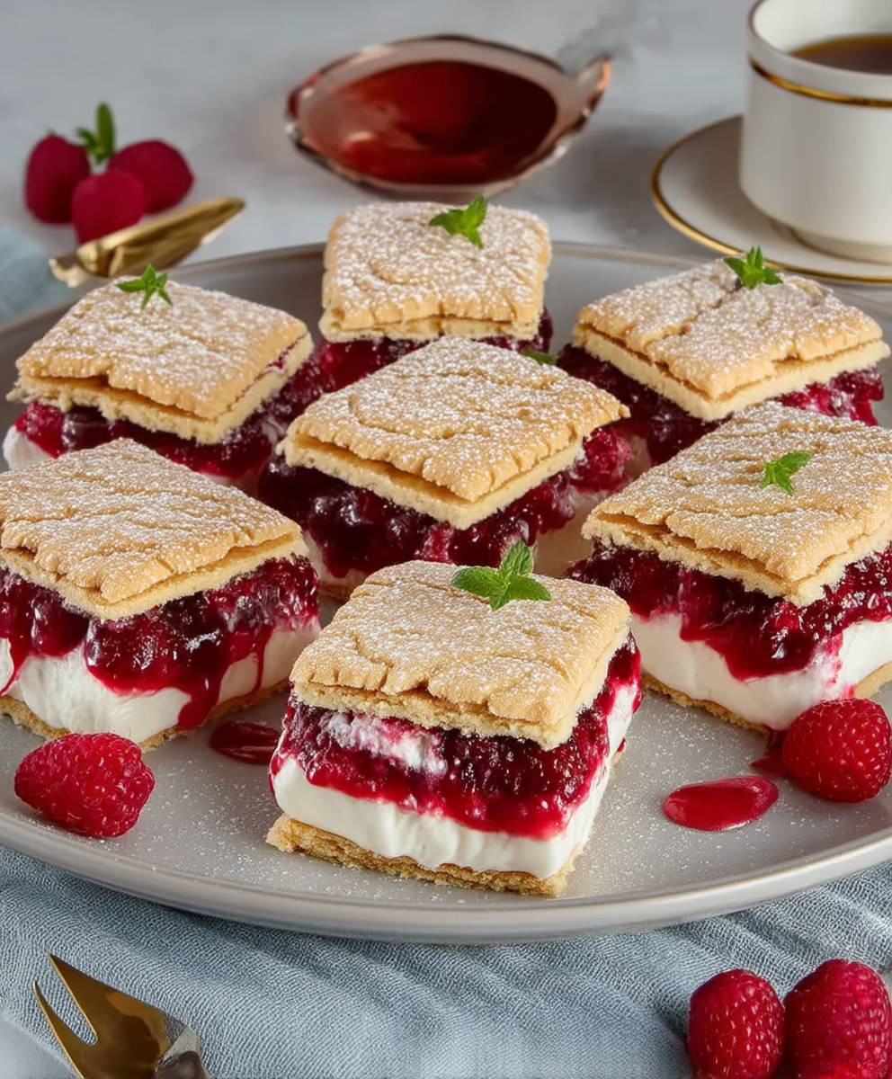 Butterkekskuchen Himbeeren Pudding