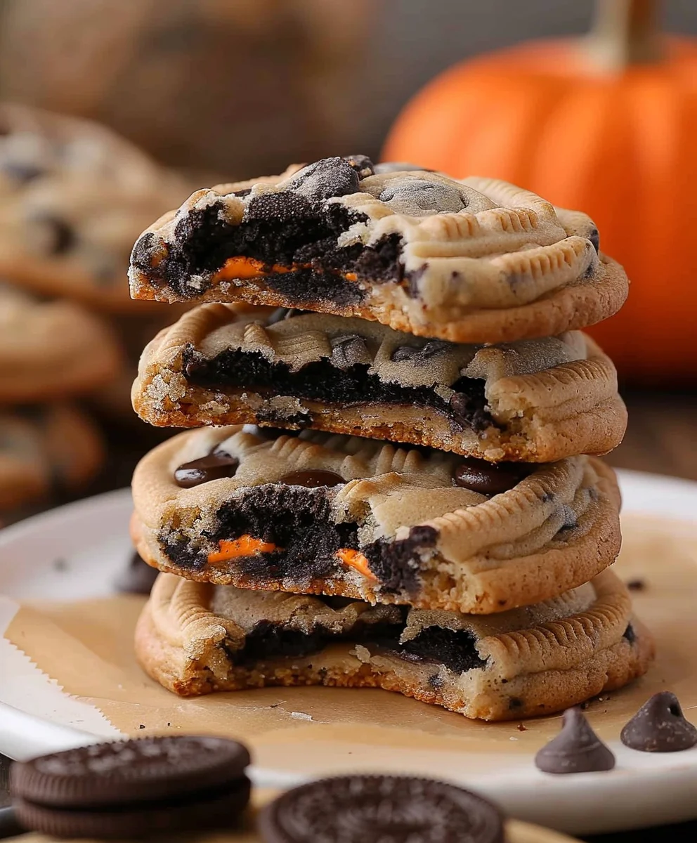 Halloween Oreo Stuffed Chocolate Chip Cookies
