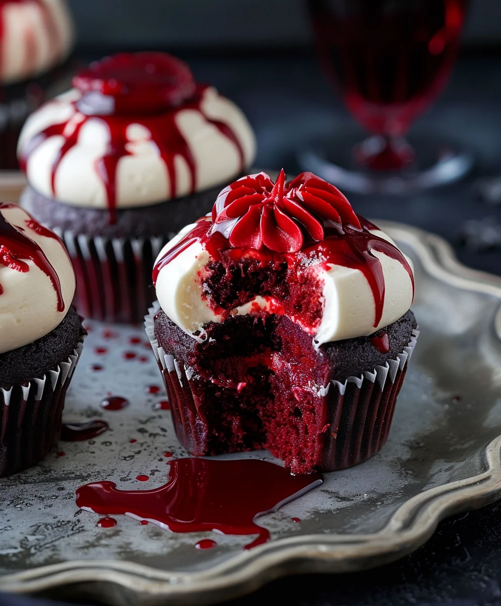 Vampire Bite Halloween Cupcakes