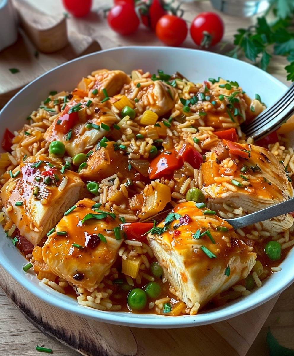 Hähnchen Reispfanne gesund kochen