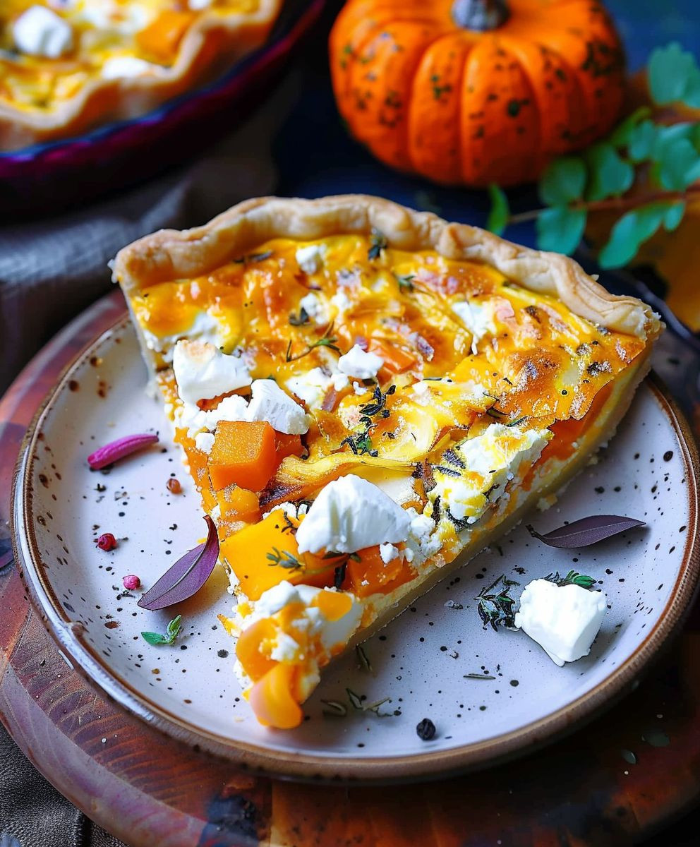 Kürbis Quiche mit Feta