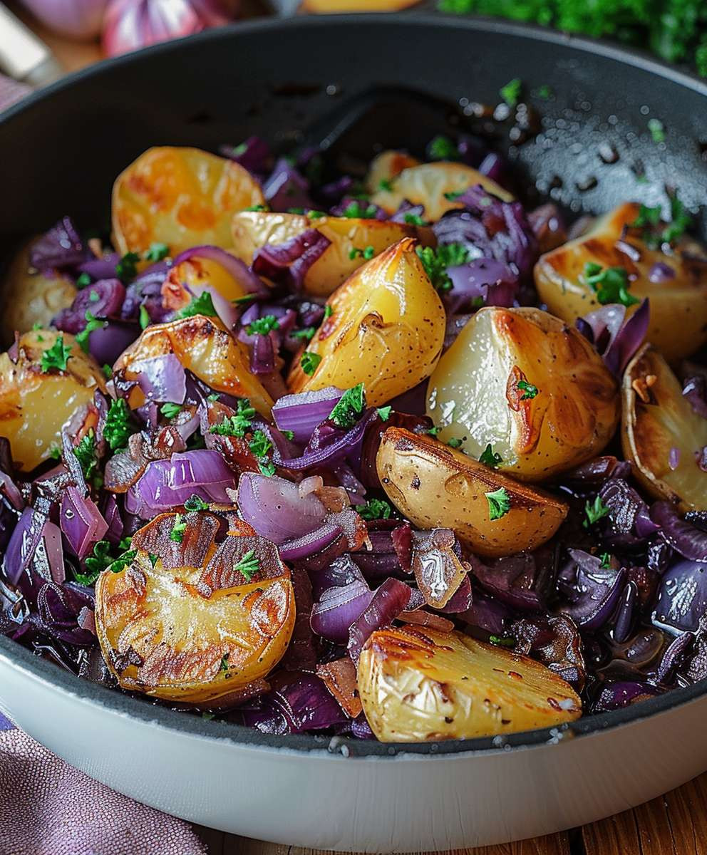 Rotkohl Pfanne mit Kartoffeln