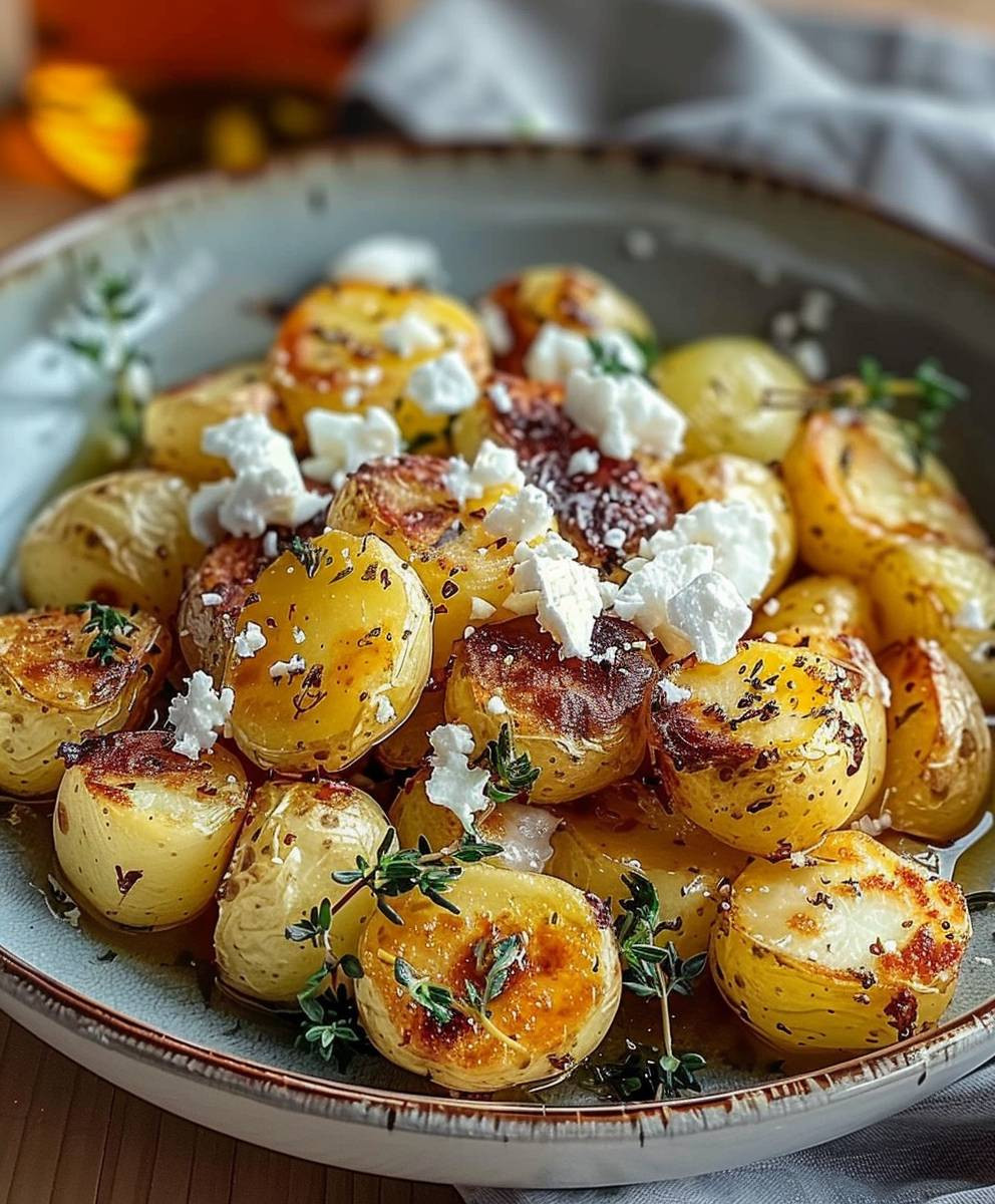 Geröstete Kartoffeln Feta Knoblauch