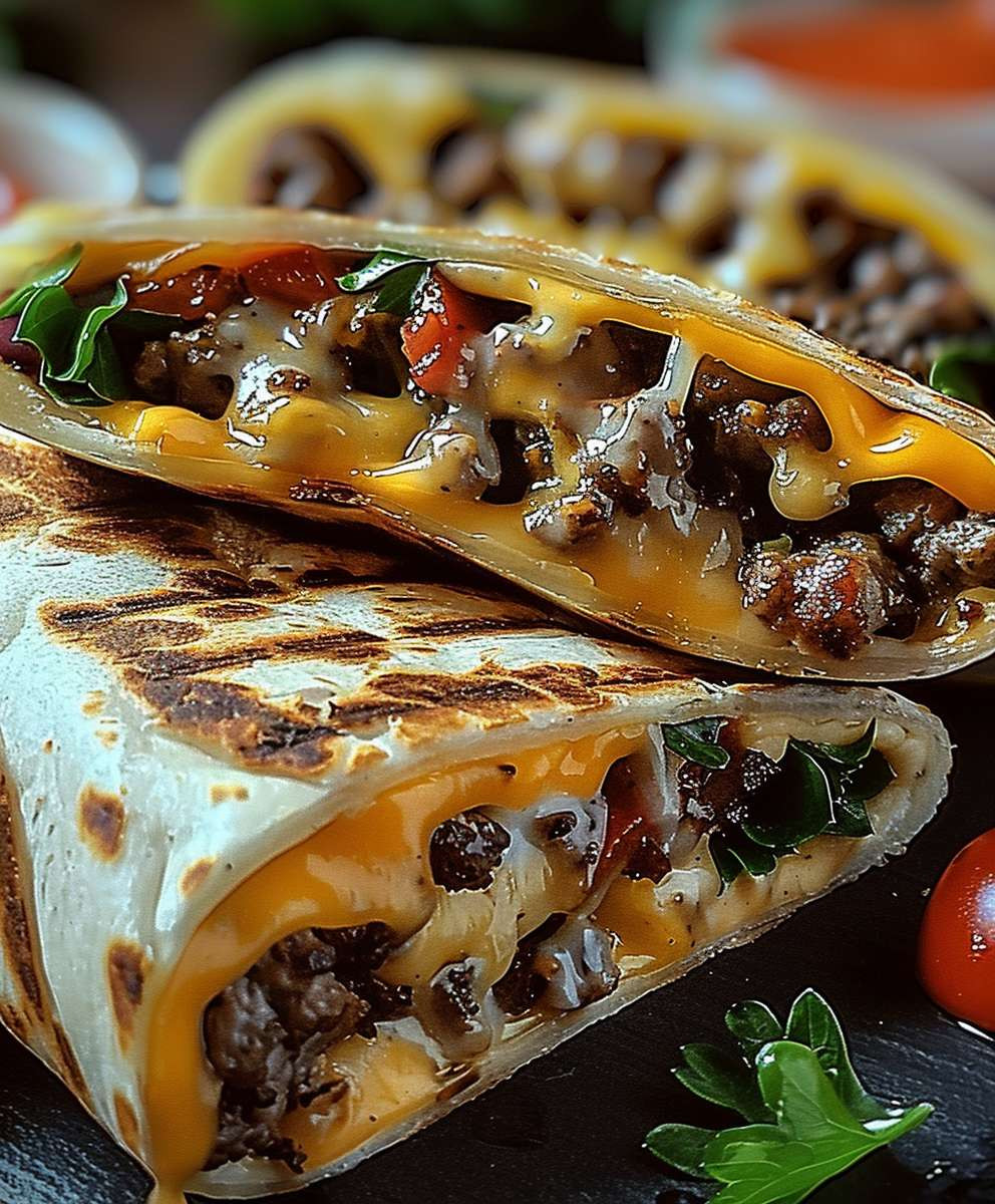 Gegrillte Cheeseburger Wraps