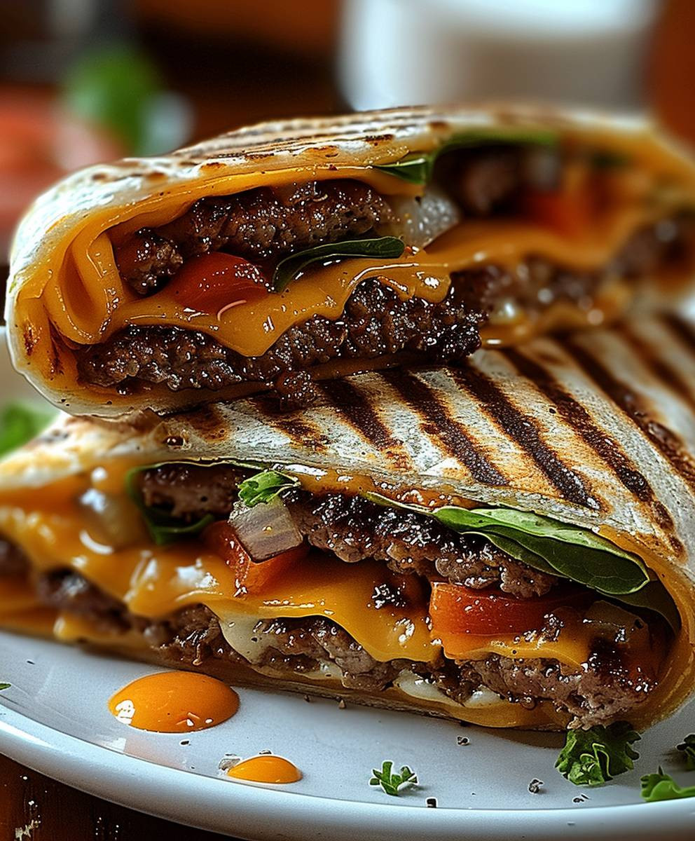 Gegrillte Cheeseburger Wraps