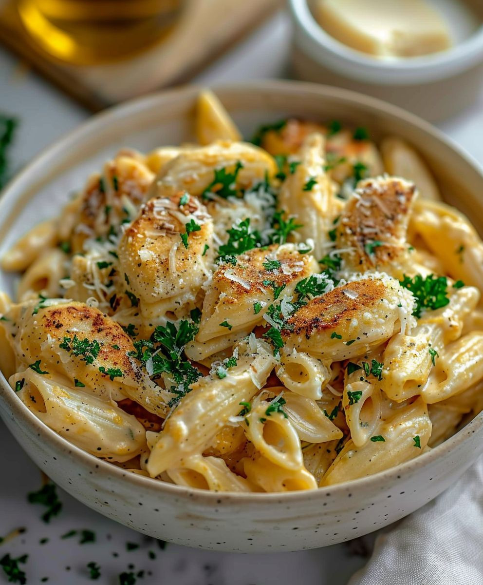 Knoblauch Parmesan Hähnchen Pasta