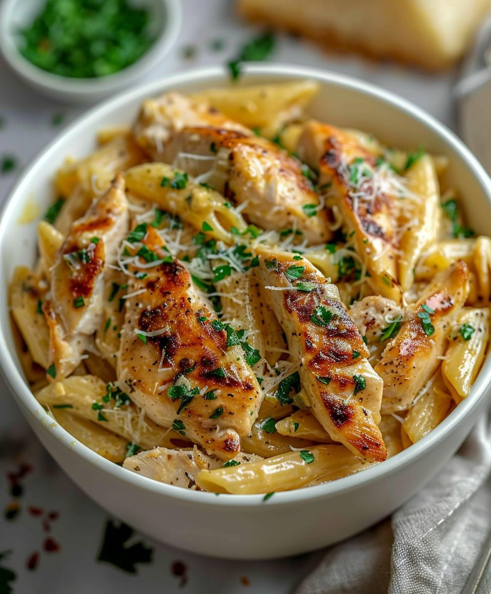 Knoblauch Parmesan Hähnchen Pasta