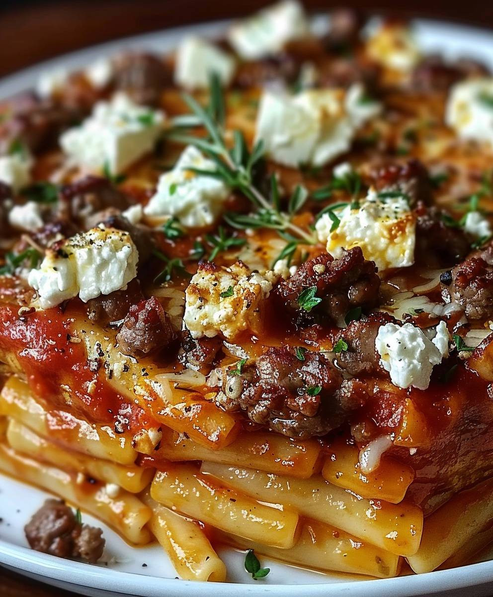 Griechischer Nudelauflauf Feta Hackfleisch