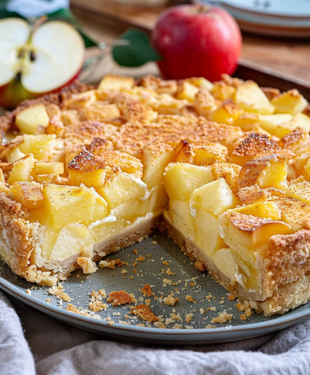 Apfelkuchen mit Pudding