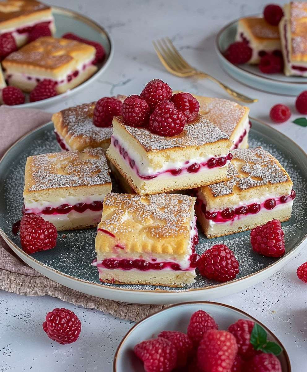 Butterkekskuchen Himbeeren Pudding