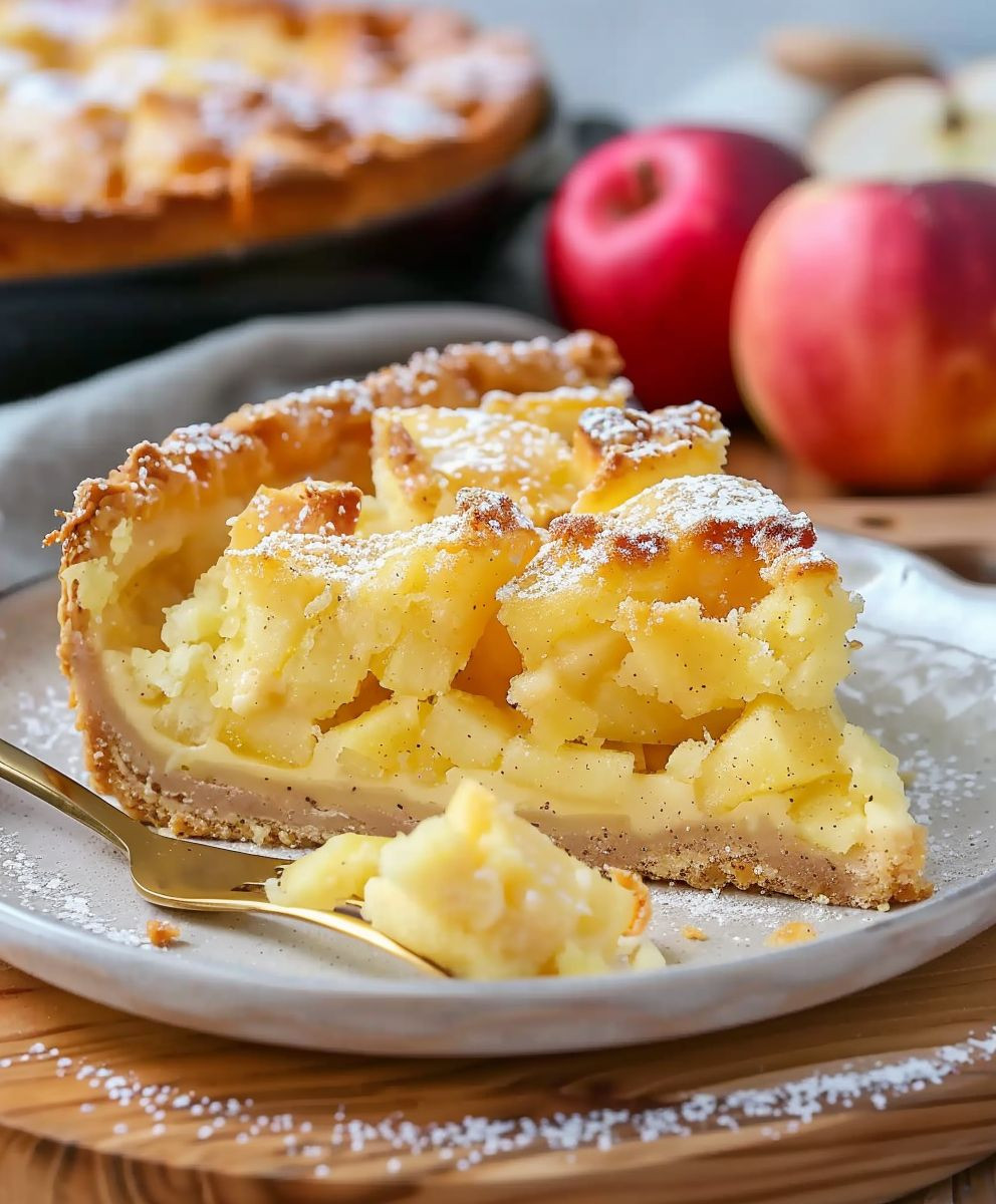 Apfelkuchen mit Pudding