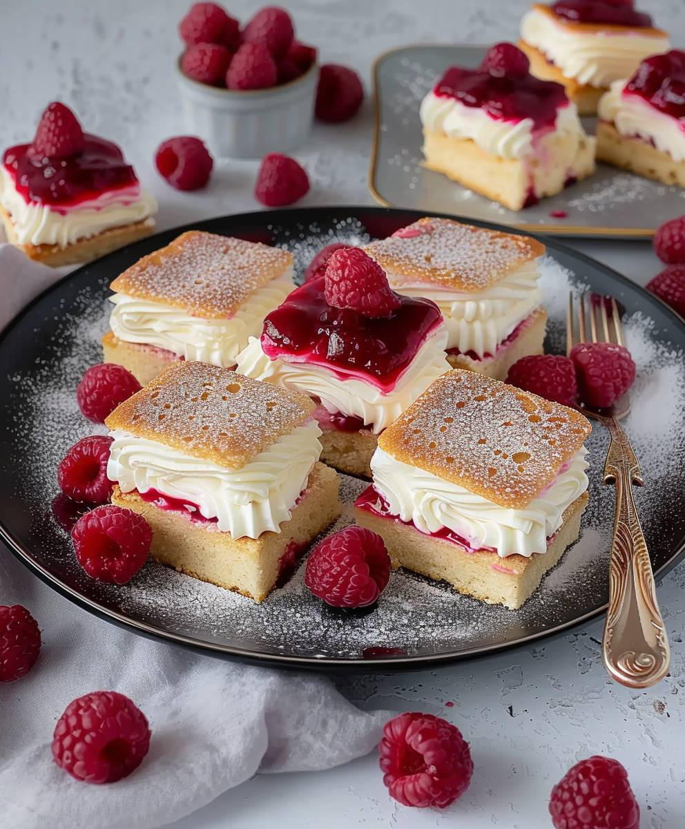 Butterkekskuchen Himbeeren Pudding