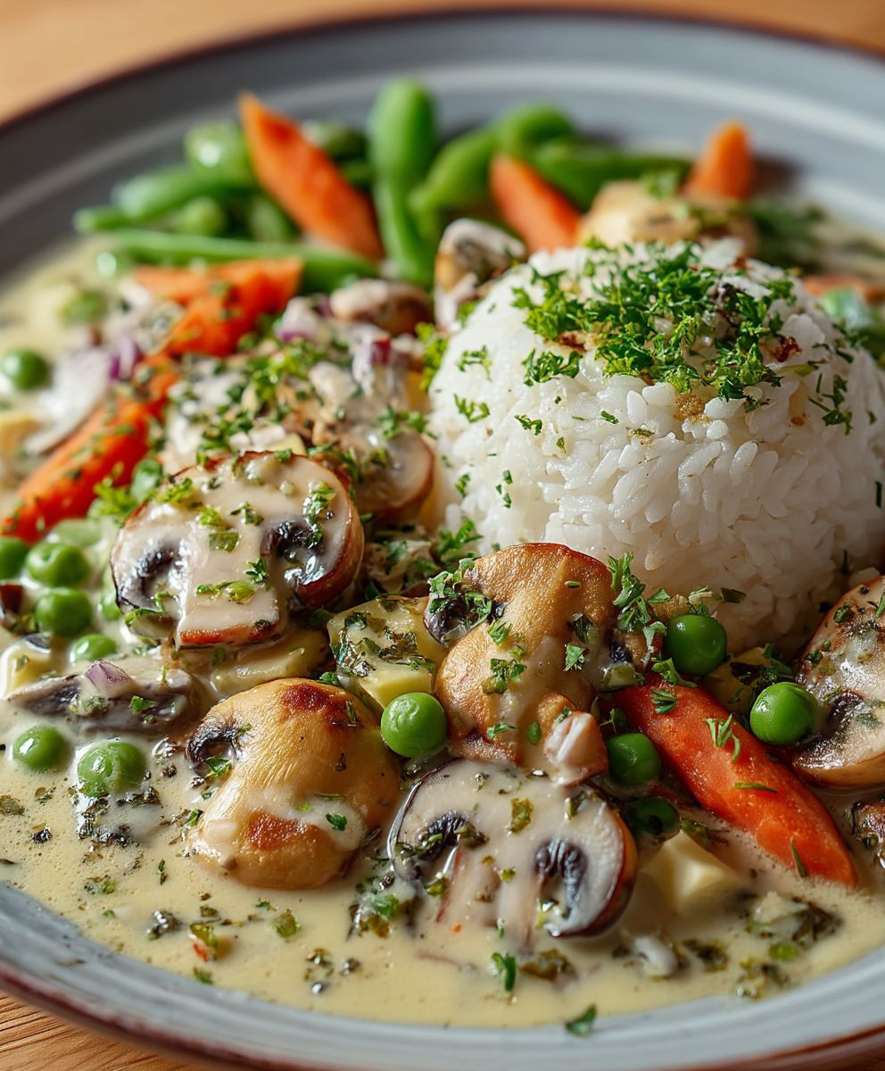 Veganes Pilzfrikassee mit Kräutern