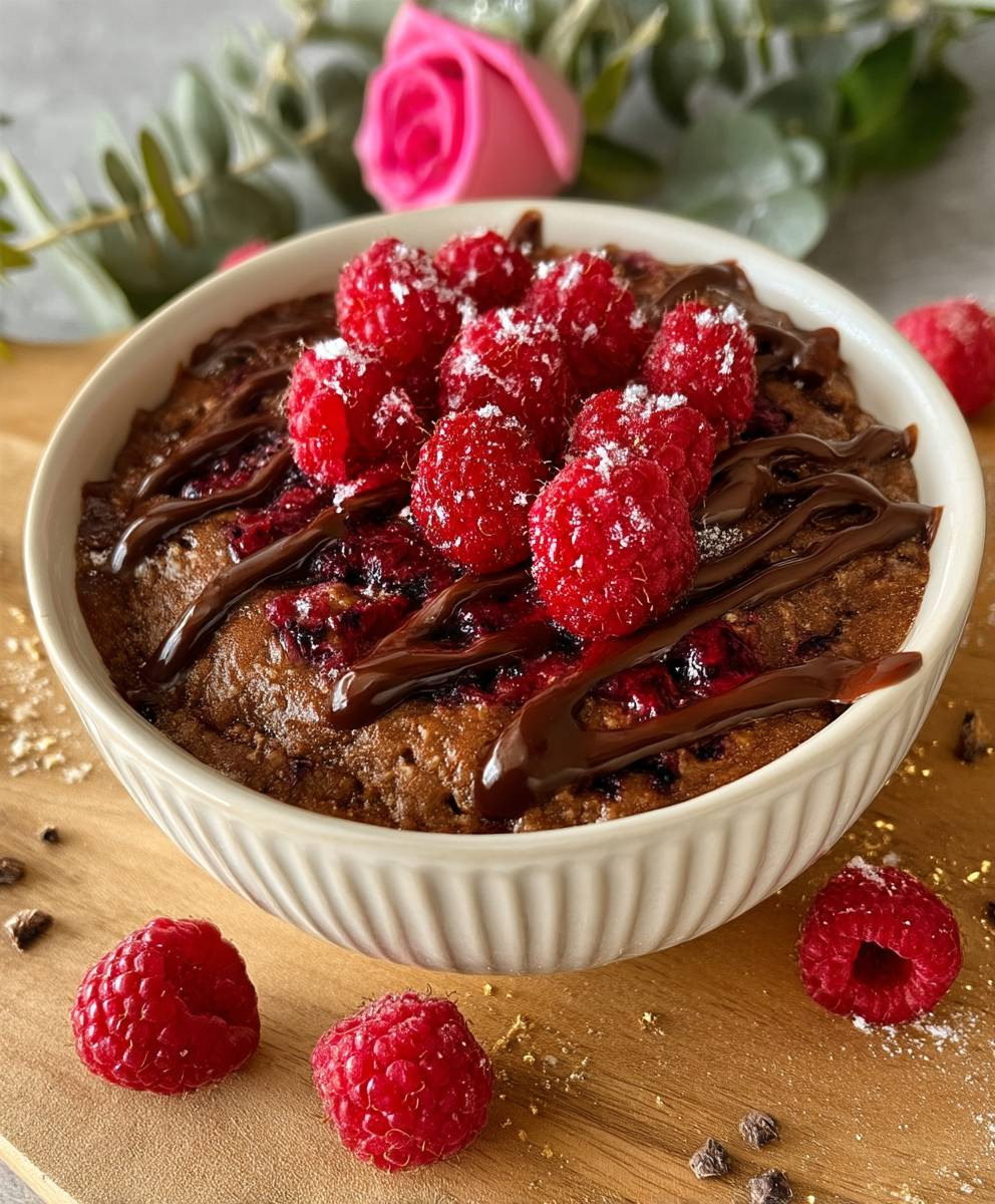 Gebackene Haferflocken Himbeeren vegan