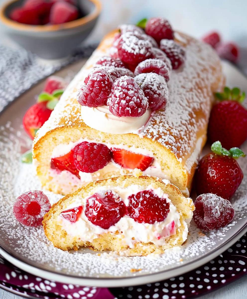 Erdbeer Biskuitrolle Mascarpone