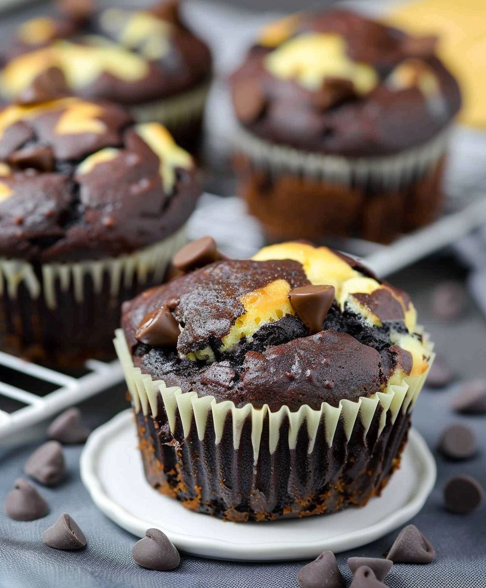Double Chocolate Cheesecake Muffins
