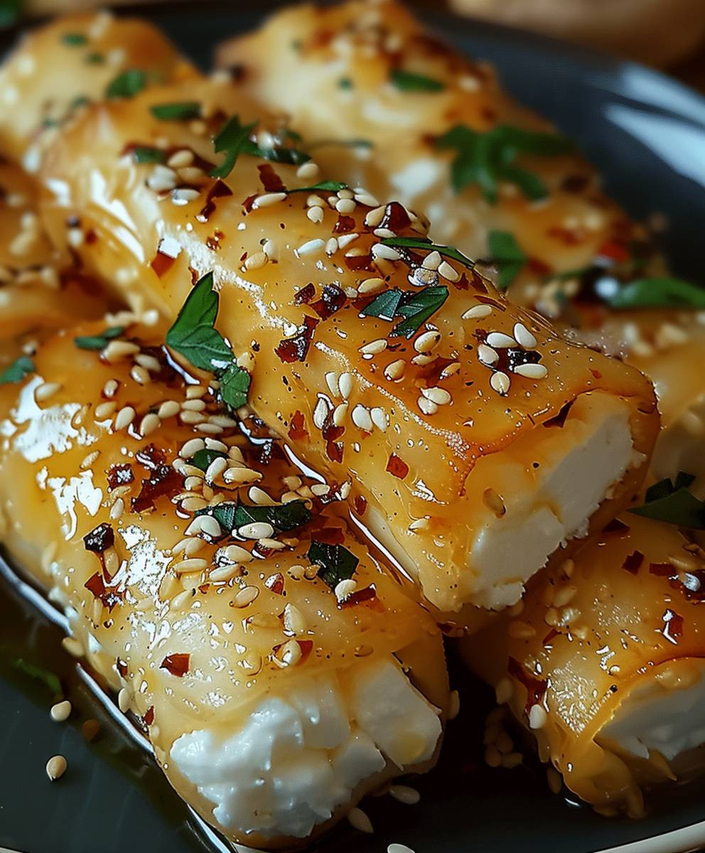 Feta Rollen mit Chili Honig