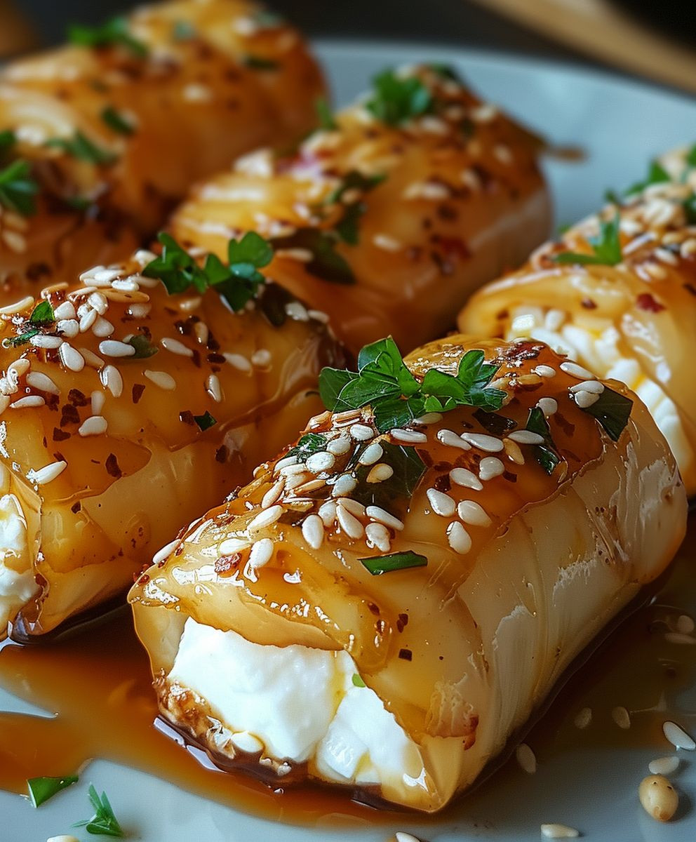 Feta Rollen mit Chili Honig
