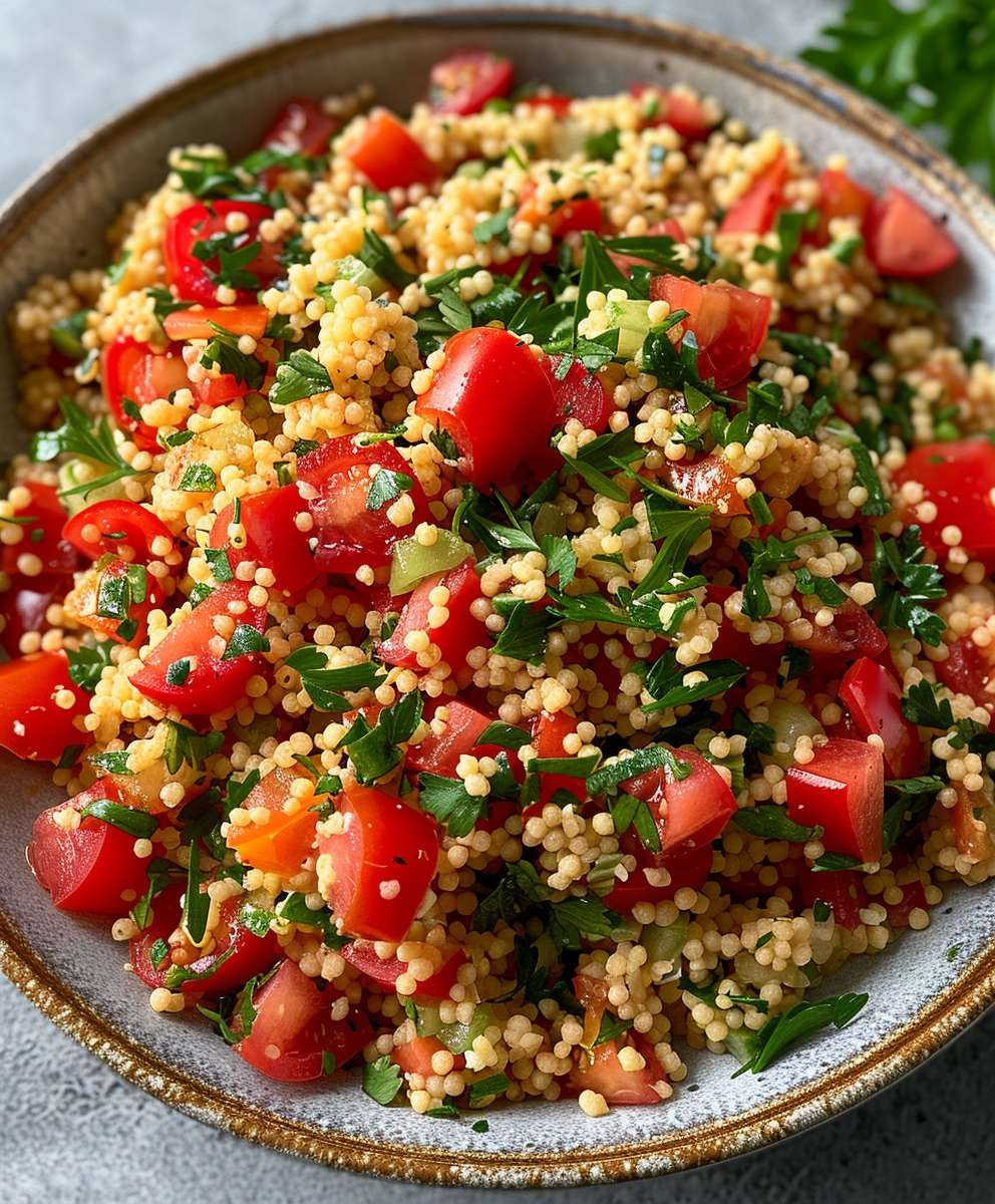 Veganer Couscous Salat Knoblauchdressing