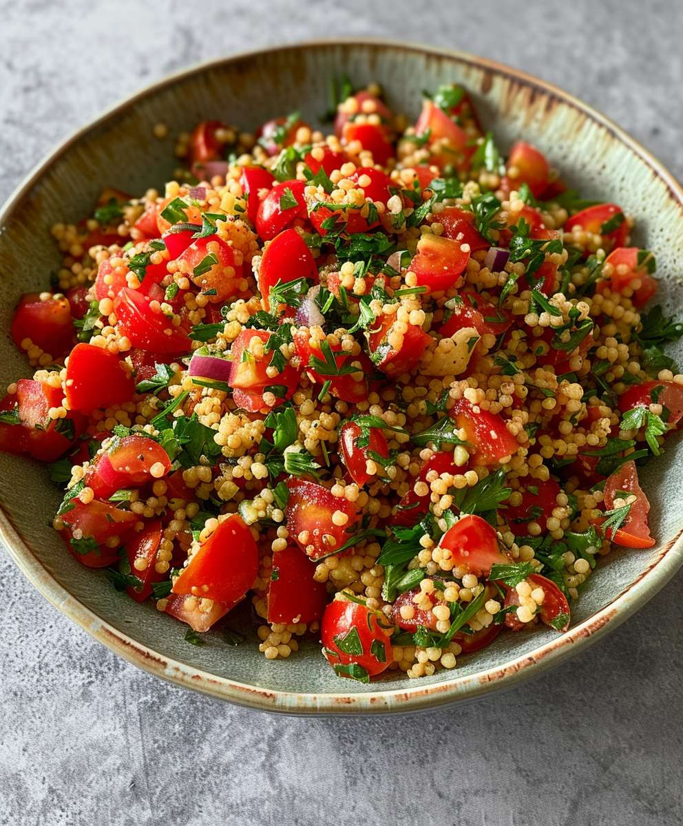 Veganer Couscous Salat Knoblauchdressing