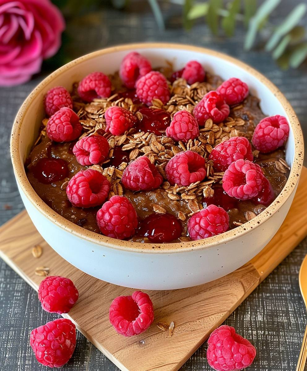 Vegane Gebackene Haferflocken Himbeeren