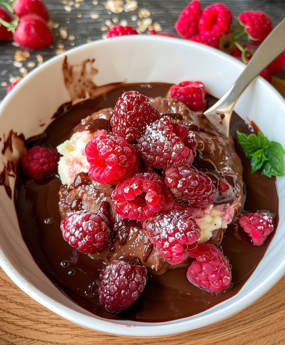 Vegane Gebackene Haferflocken Himbeeren