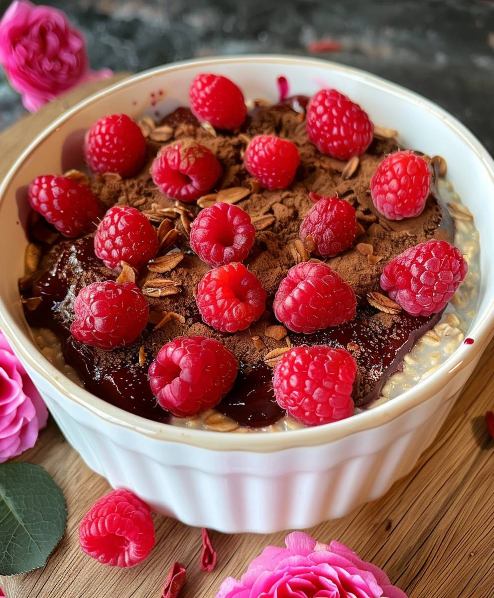 Vegane Gebackene Haferflocken Himbeeren
