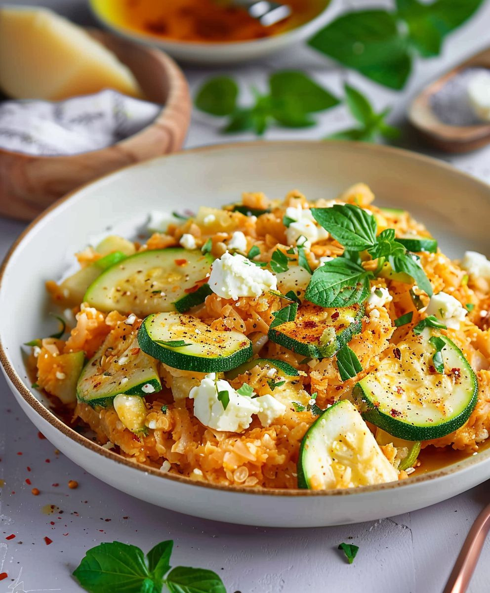Reispfanne Zucchini Feta