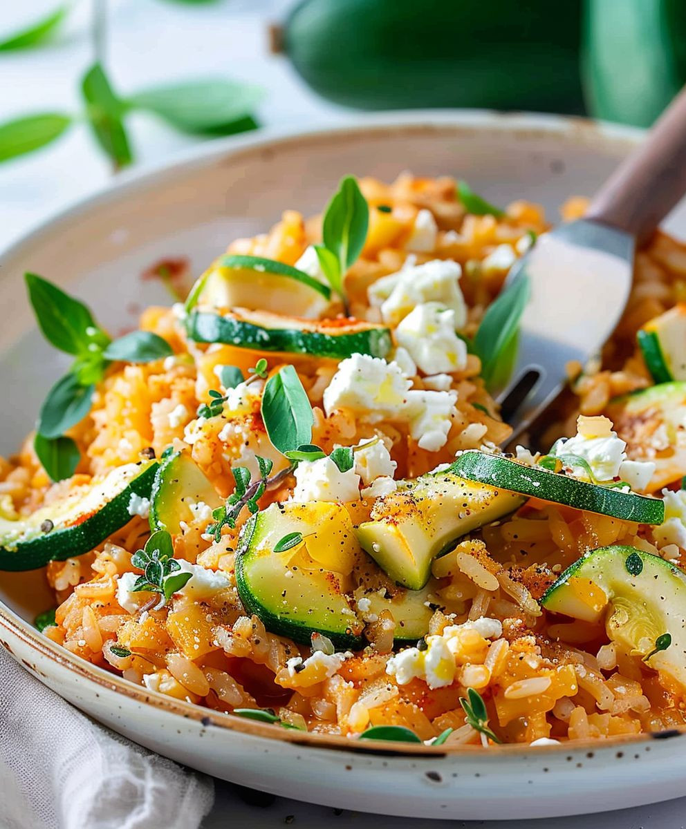 Reispfanne Zucchini Feta