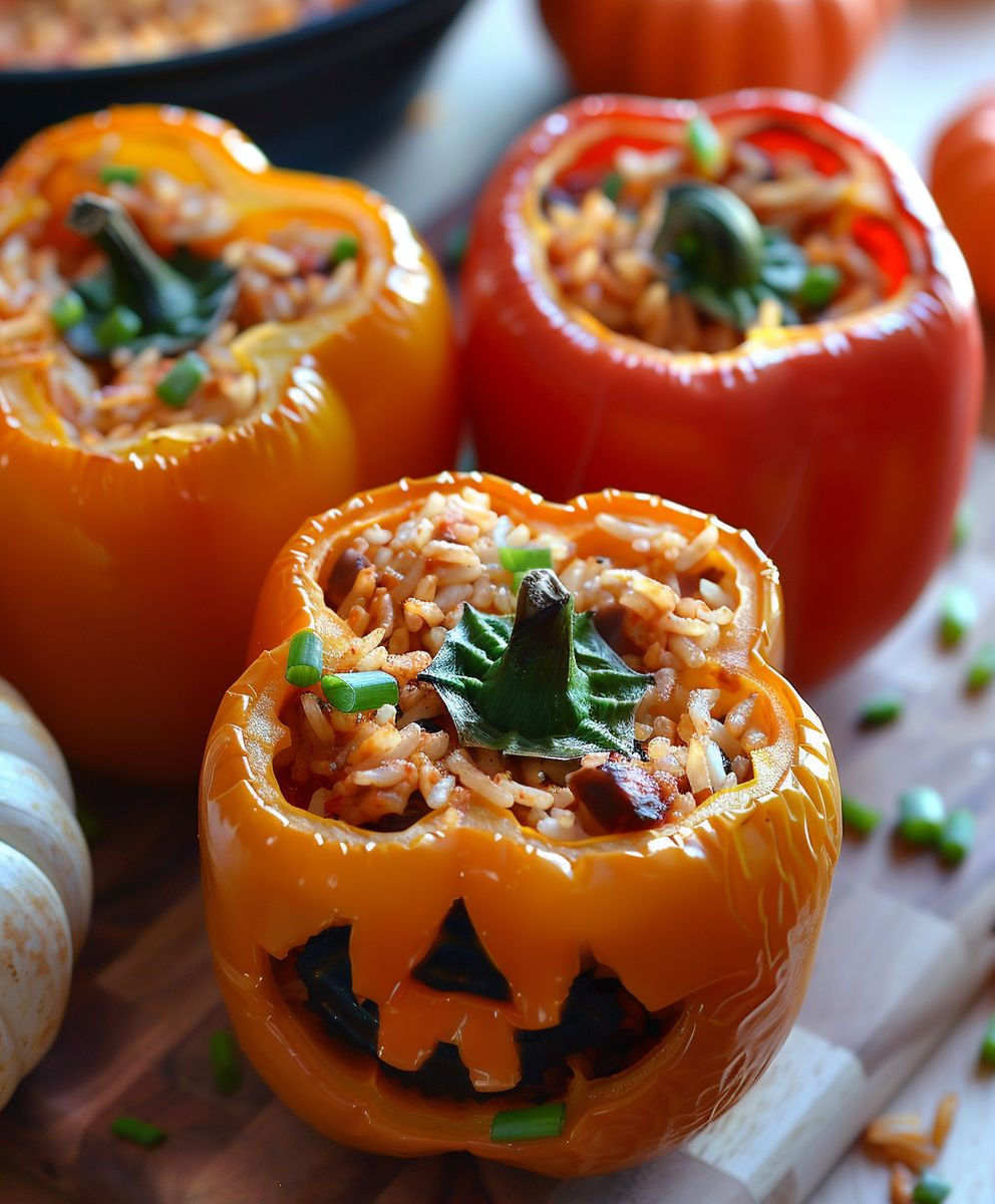 Gefüllte Paprika Halloween Hähnchen