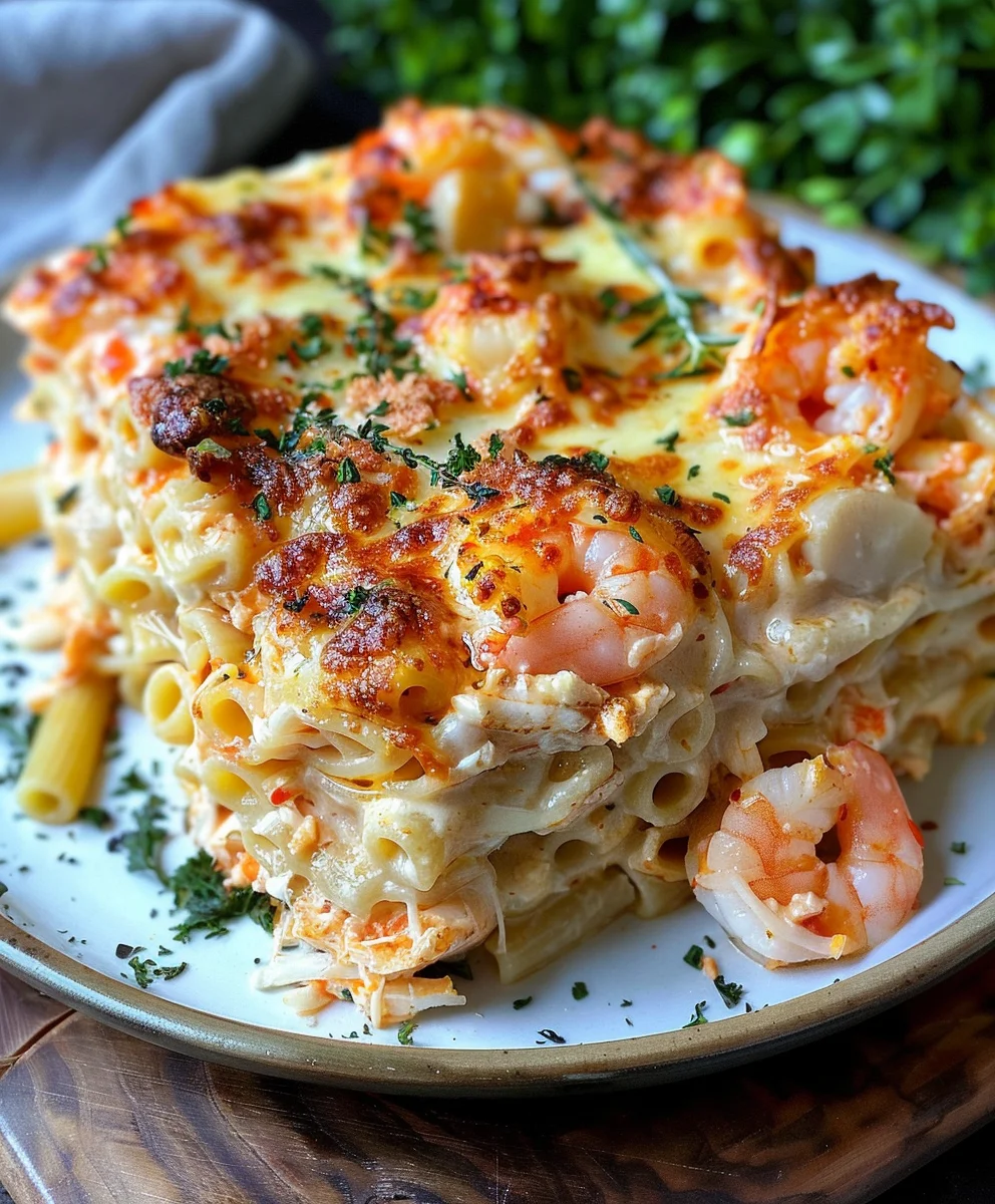 Cremiger Garnelen-Krabben-Nudelauflauf: Einfaches Ofenrezept