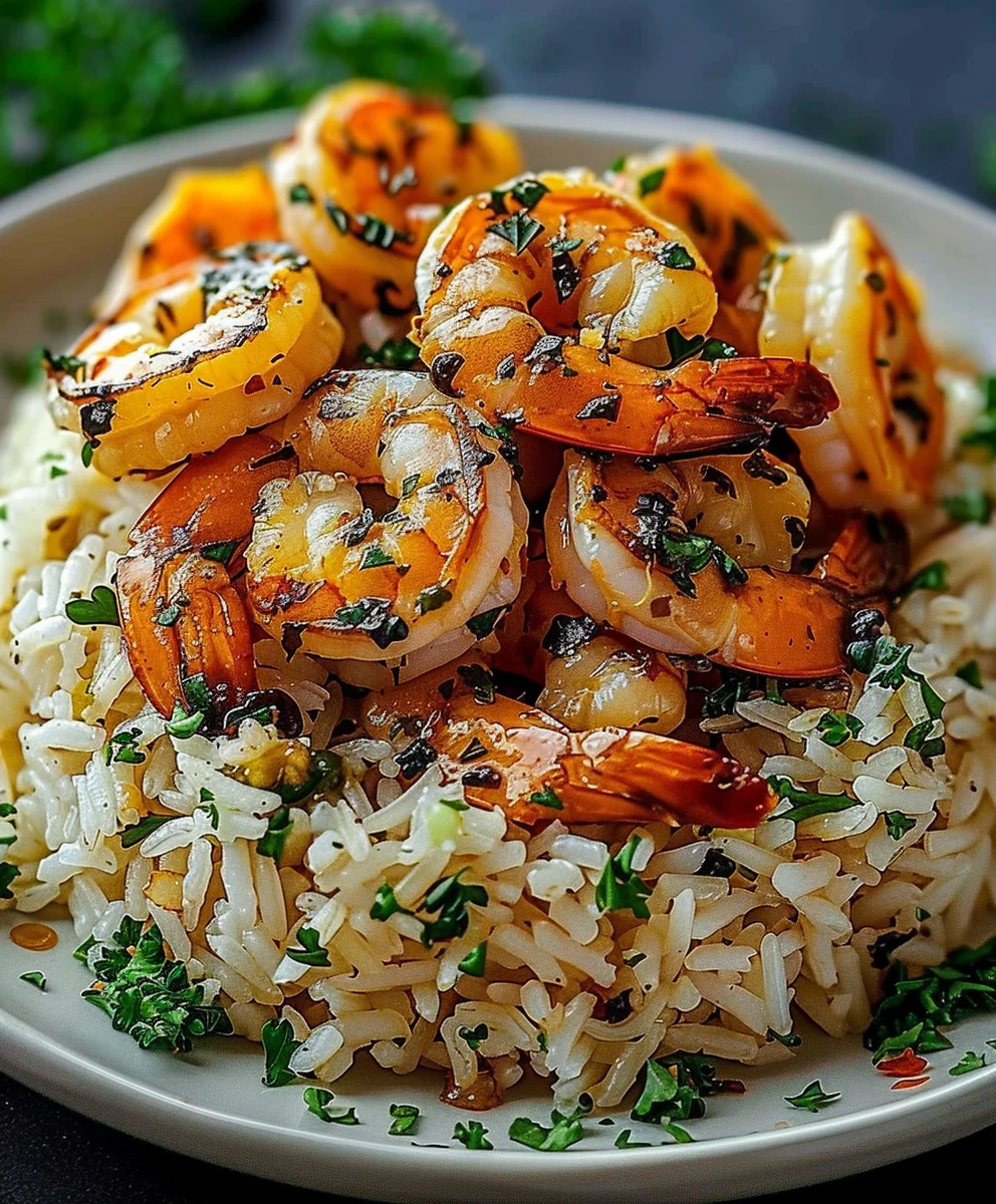 Einfacher Garnelen Knoblauchbutter Reis für Genießer