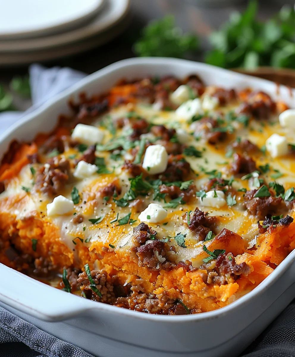 Süßkartoffel-Hackfleisch-Feta-Auflauf: Einfach köstlich!