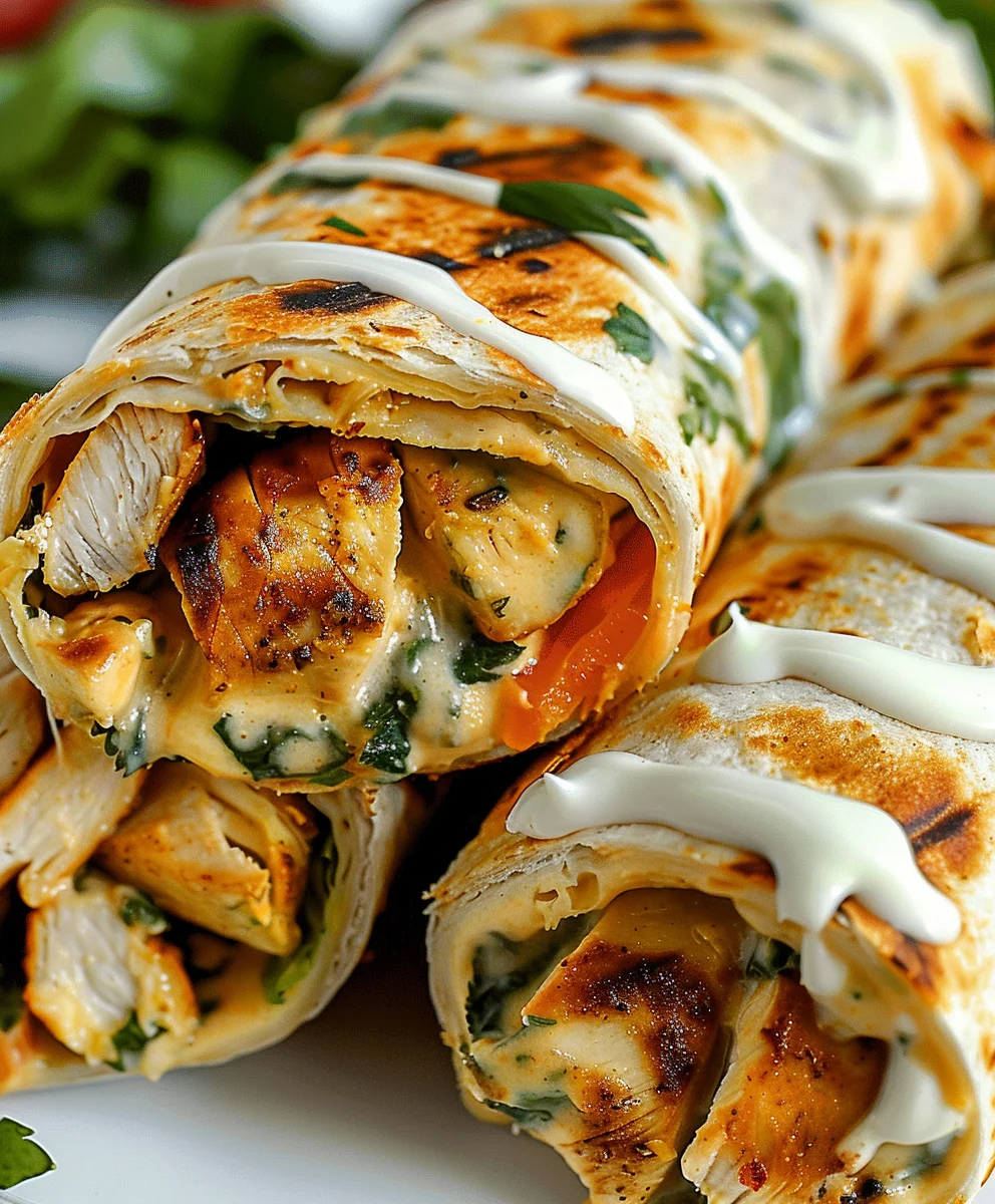 Sensationelle Kaesige Knoblauch Haehnchen Wraps – Einfach köstlich!