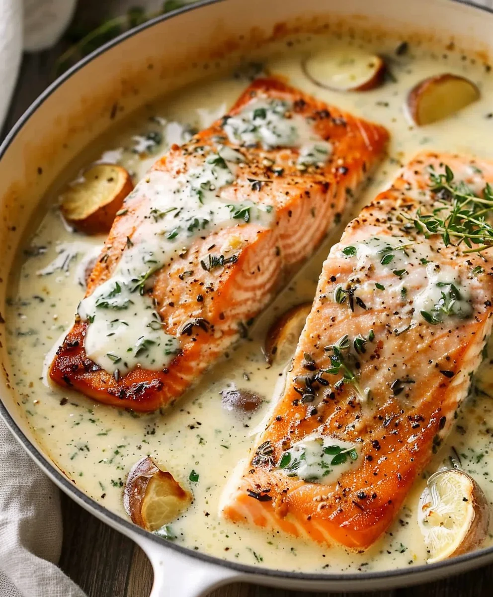 Gebackener Lachs in cremiger Parmesan Sauce