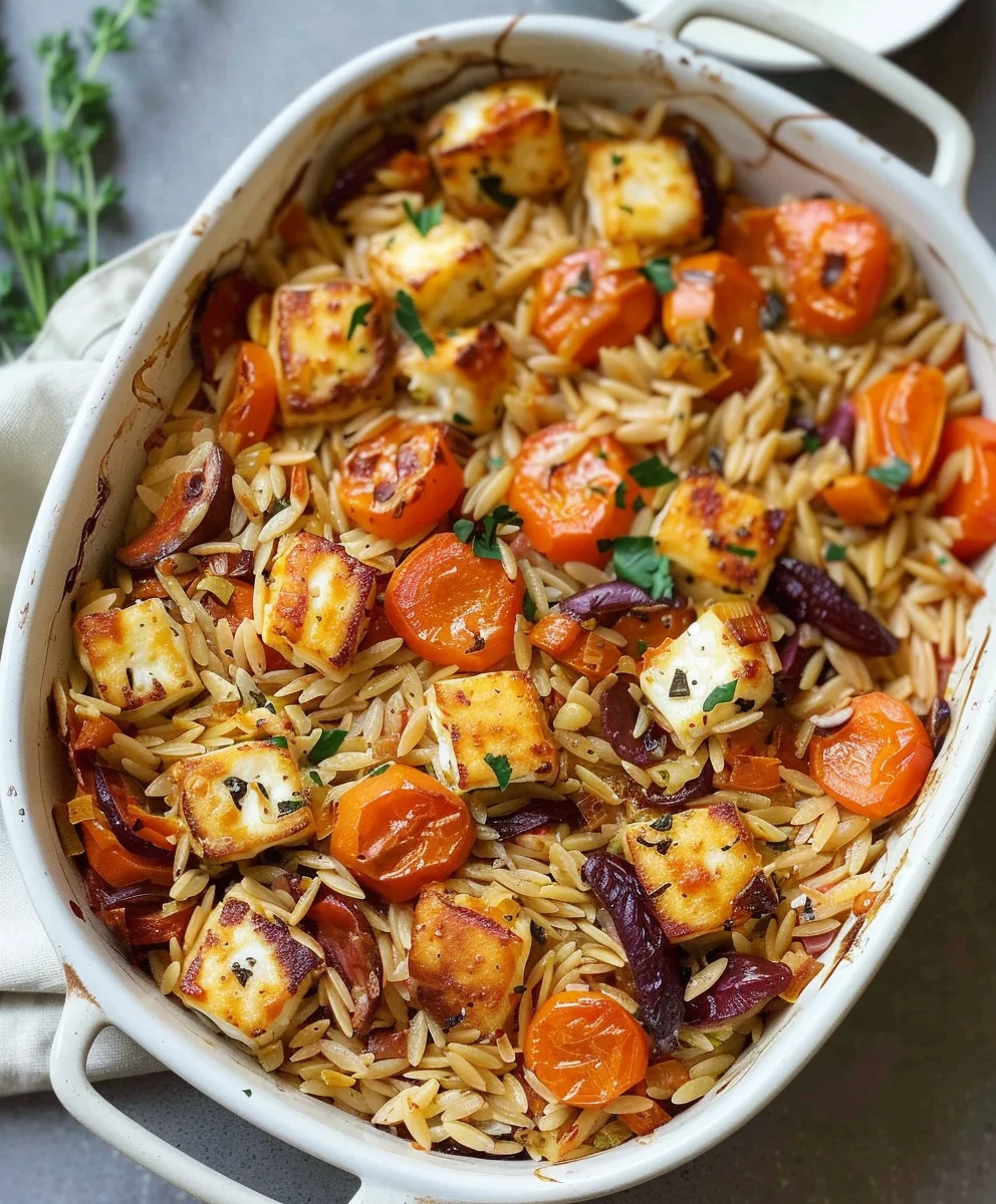 Herbstlicher Halloumi Orzo Auflauf: Dein Veggie-Genuss!