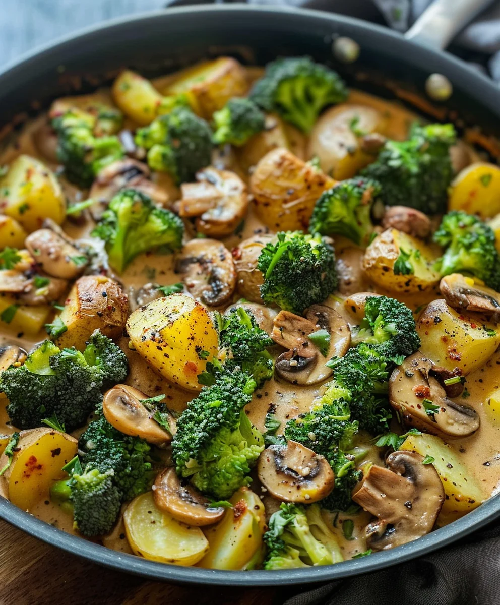 Brokkoli Kartoffel Pfanne Mit Pilzen