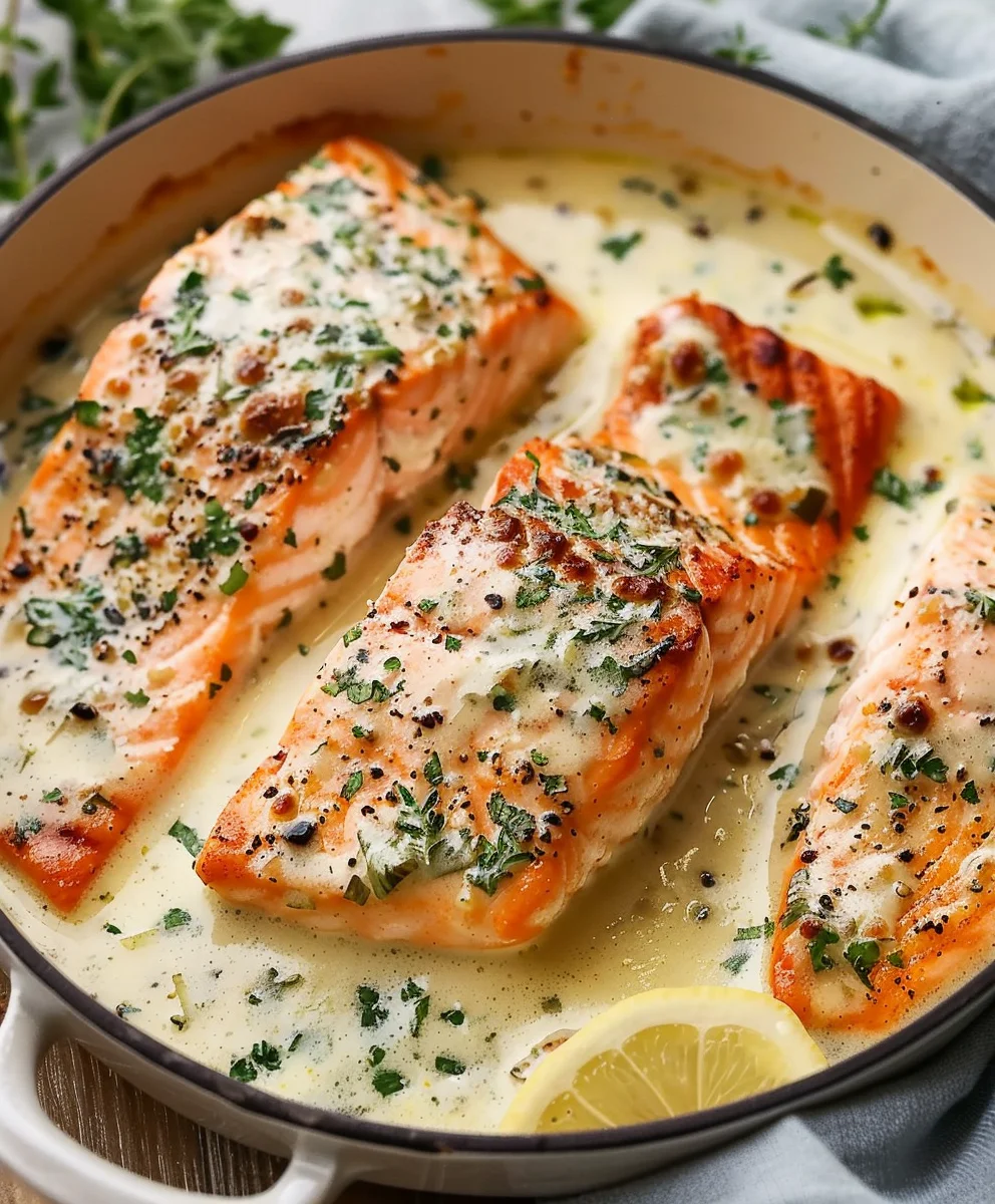 Gebackener Lachs in cremiger Parmesan Sauce – Dein Rezept!