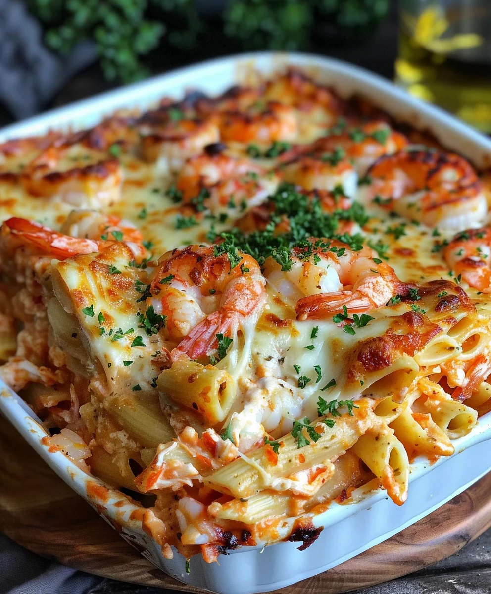Cremiger Garnelen-Krabben-Nudelauflauf: Einfaches Ofenrezept