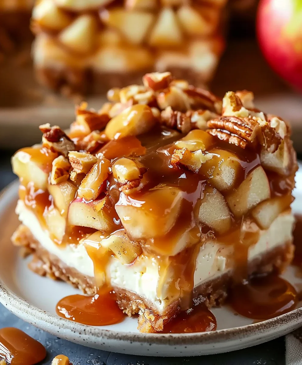 Karamell Apfel Cheesecake Bars: Süß & Cremig Genuss pur!