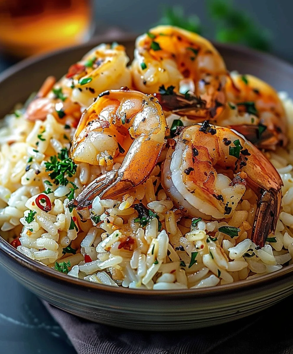 Einfacher Garnelen Knoblauchbutter Reis für Genießer