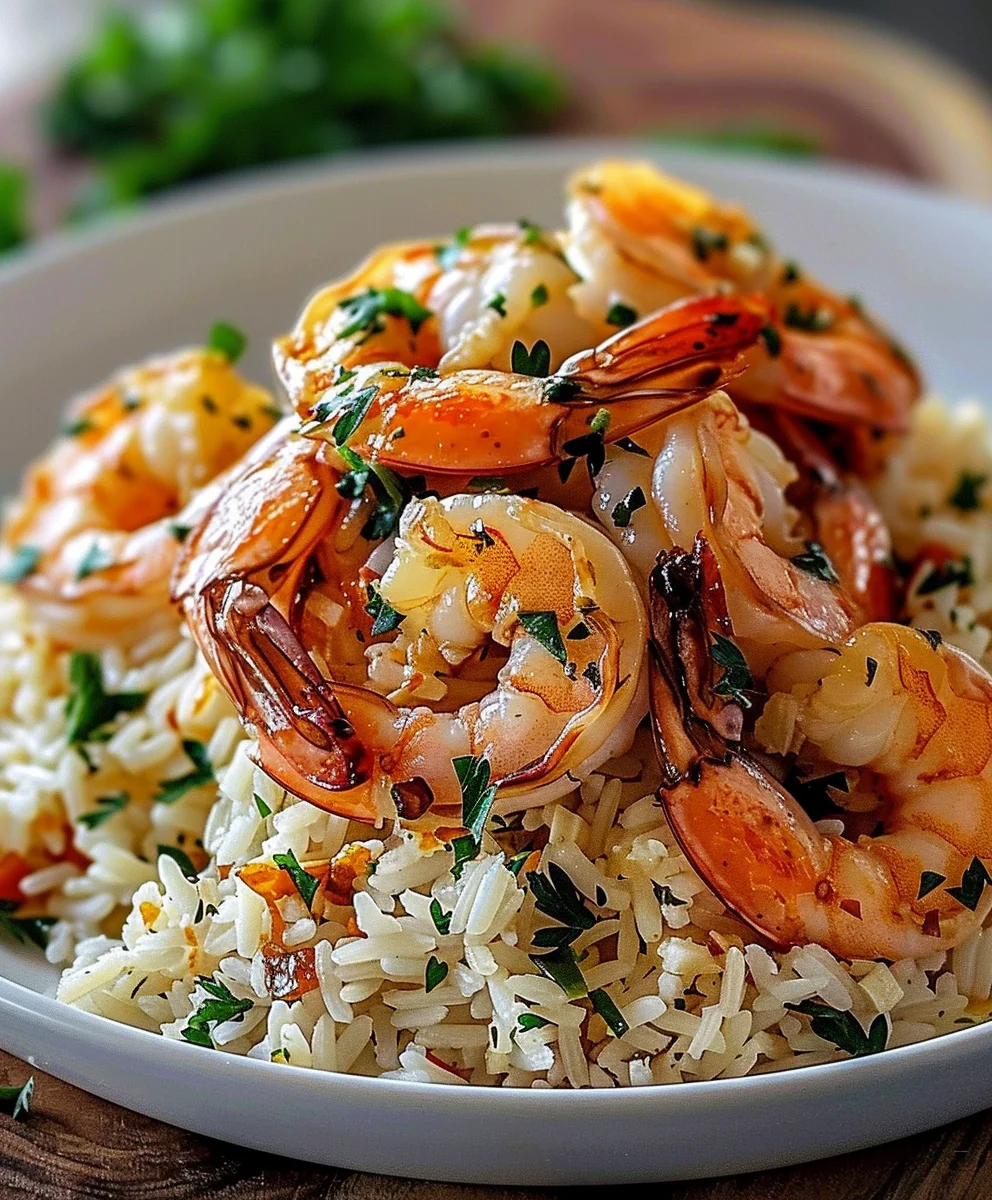 Einfacher Garnelen Knoblauchbutter Reis