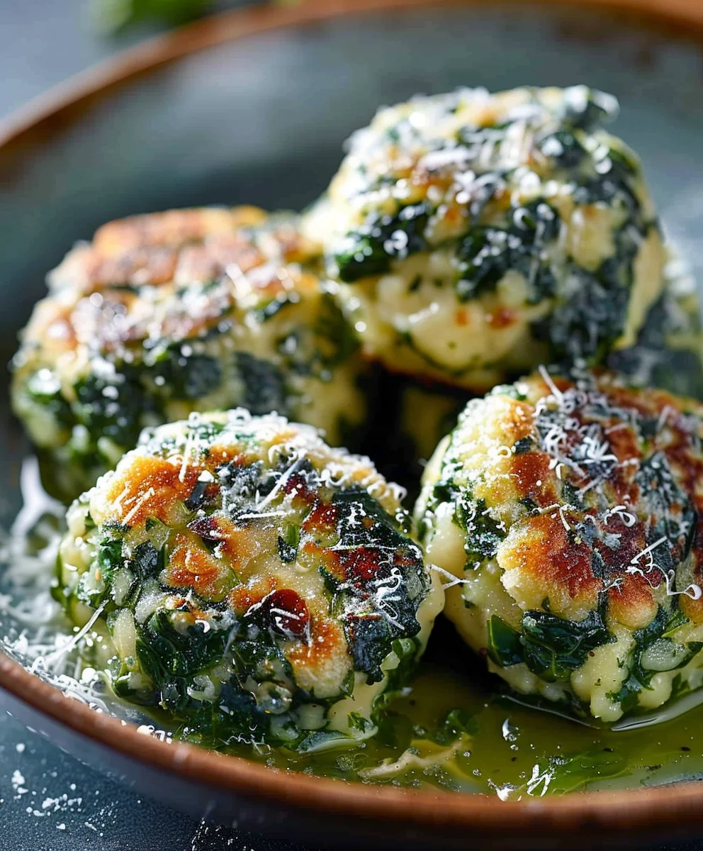 Original Südtiroler Spinatknödel mit Butter & Parmesan
