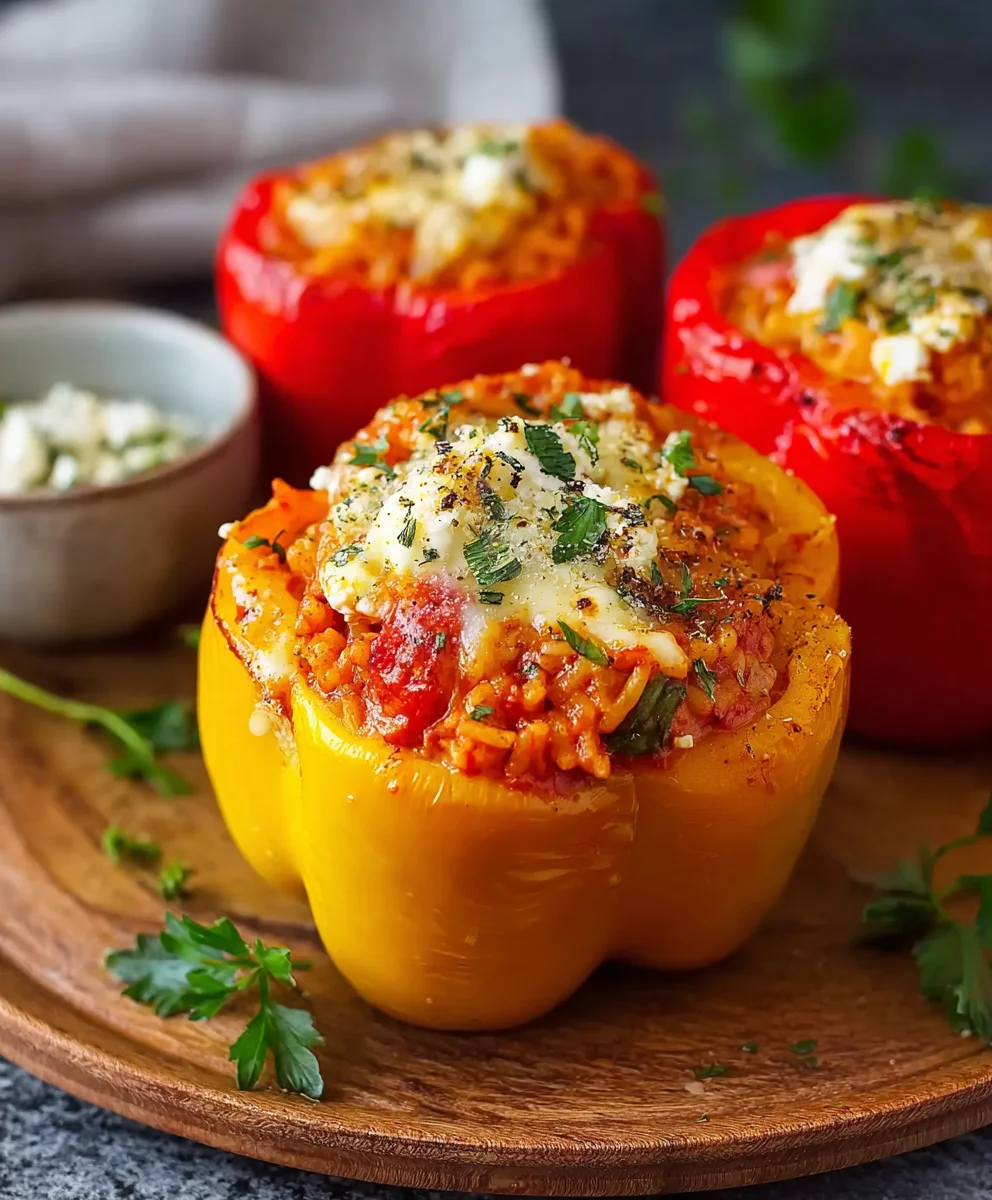 Easy Stuffed Bell Peppers with Rice & Feta Recipe