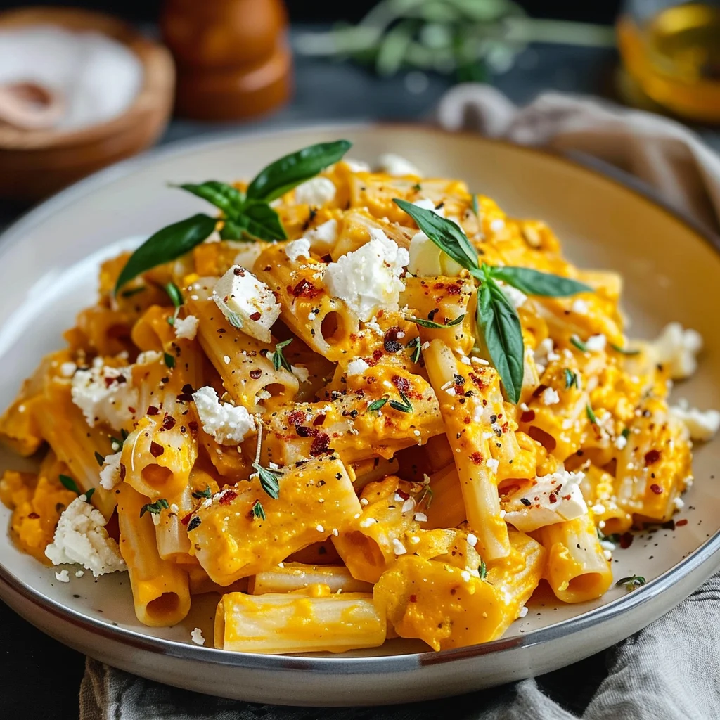 Kürbis Feta Pasta Rezept: Einfach, cremig & perfekt für den Herbst
