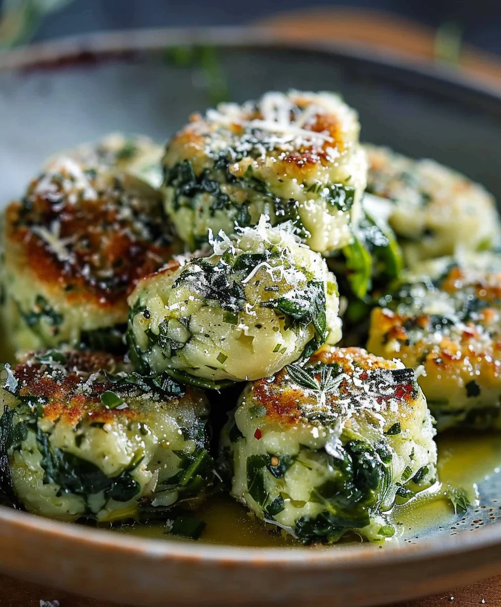 Original Südtiroler Spinatknödel mit Butter & Parmesan