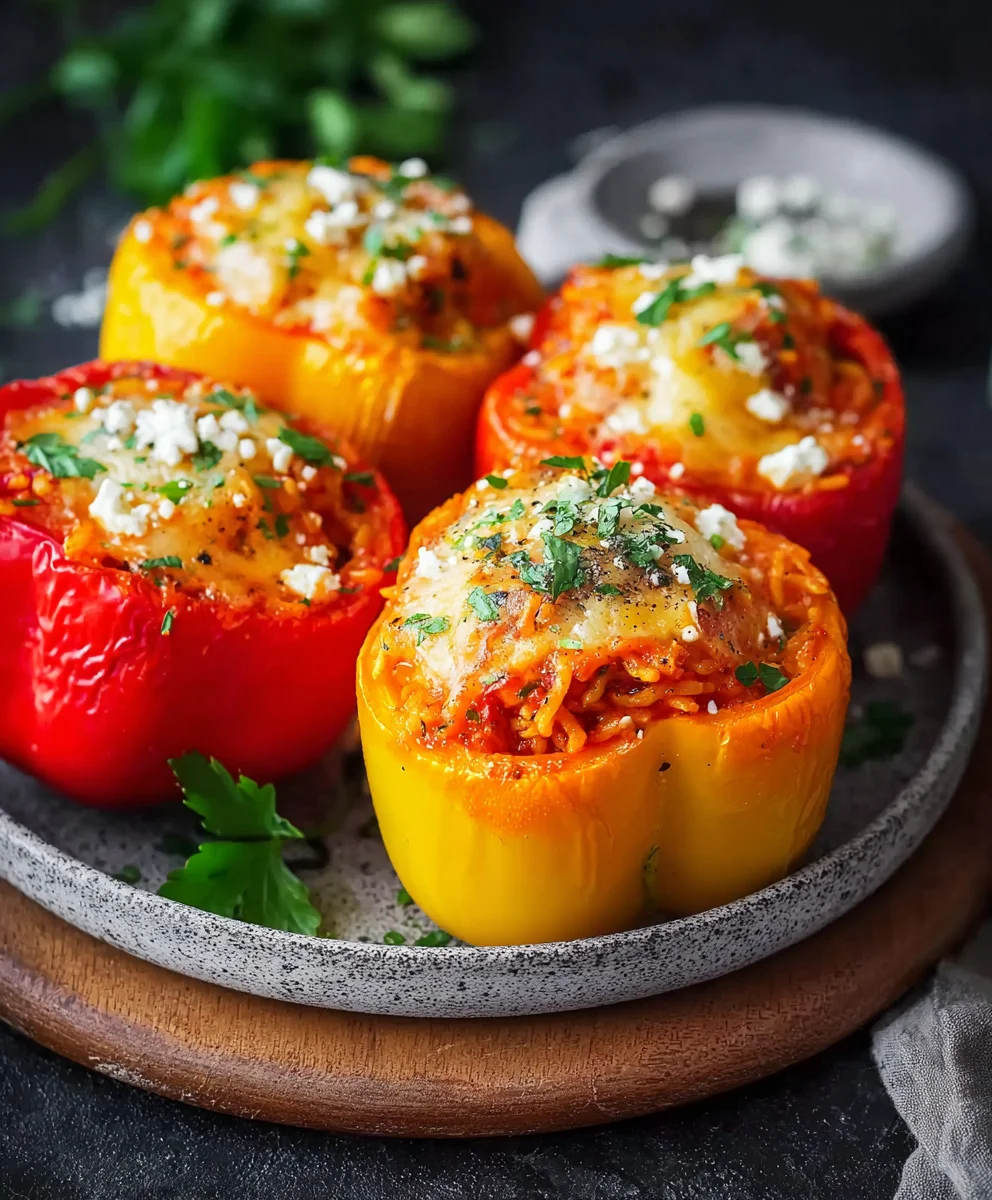 Easy Stuffed Bell Peppers with Rice & Feta Recipe